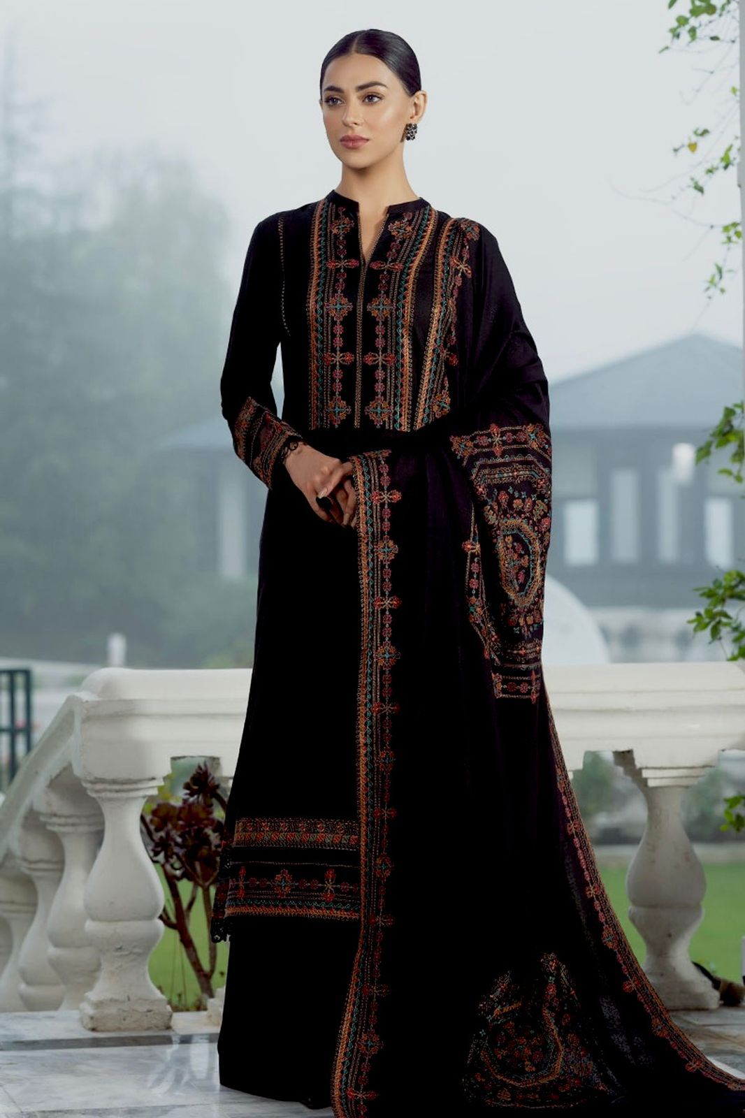 BAREEZE 3pc Unstitched Wedding Winter Collection  CODE-2046