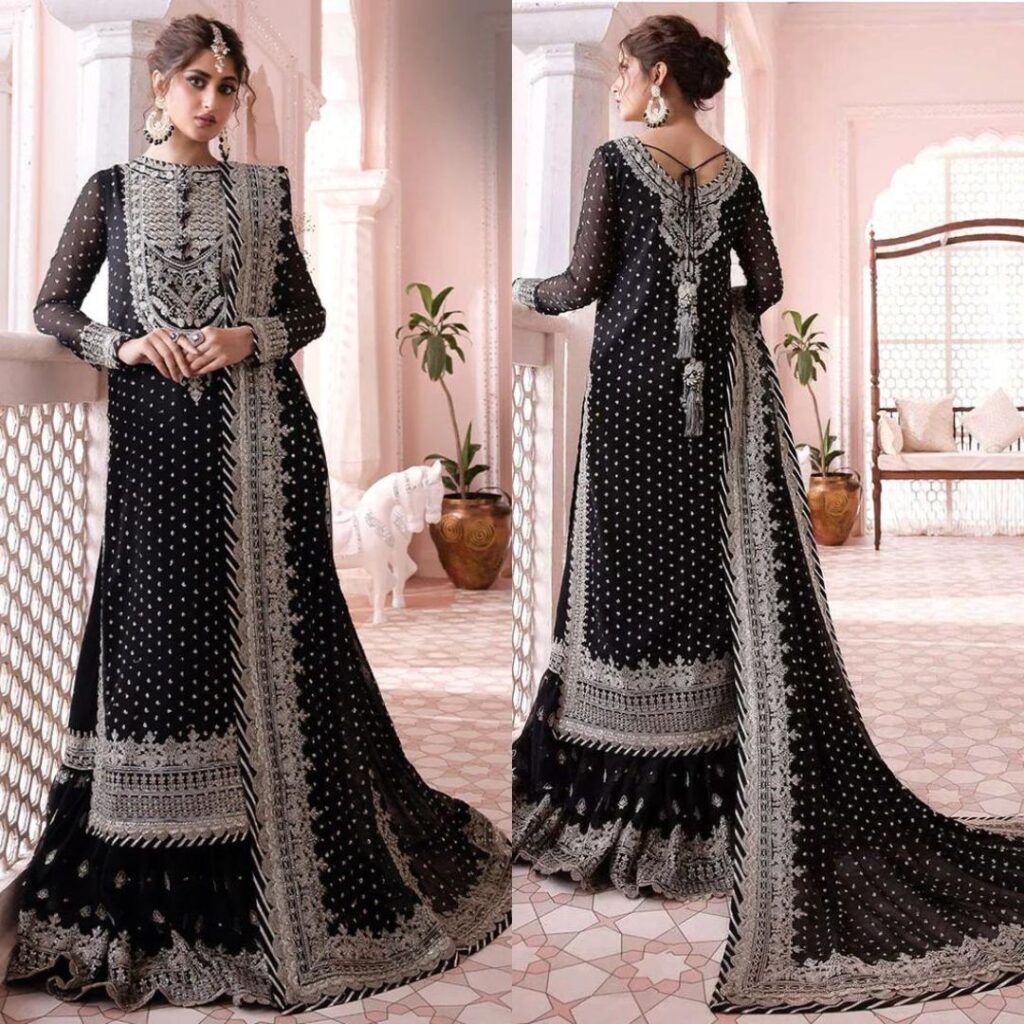 ASIM JOFA BLACK CHIFFON PARTY WEAR| WEARING BY SAJAL ALI | TOP PAKISTANI DRESS