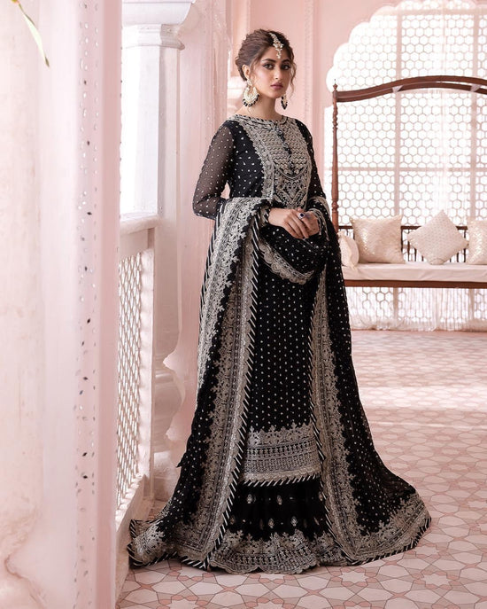 ASIM JOFA BLACK CHIFFON PARTY WEAR| WEARING BY SAJAL ALI | TOP PAKISTANI DRESS