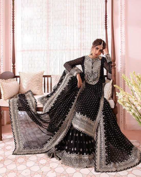 ASIM JOFA BLACK CHIFFON PARTY WEAR| WEARING BY SAJAL ALI | TOP PAKISTANI DRESS