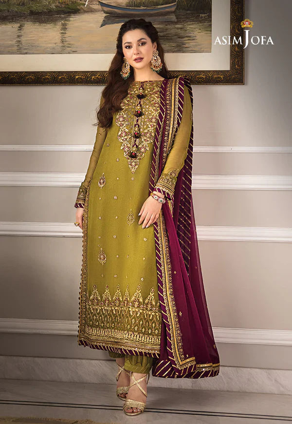 ASIM JOFA SEMI PURE CHIFFON LUXURY PARTY WEAR COLLECTION WEAR BY HANIA AMIR TOP PAKISTANI DRESS