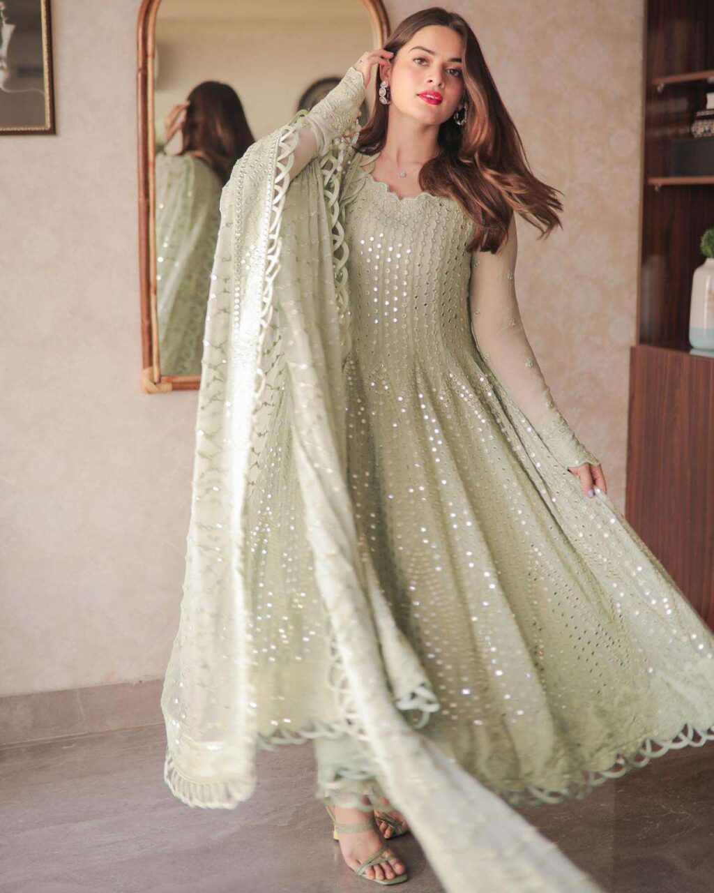 ASIM JOFA AIMAN KHNA PISTA PARTY WEAR DRESS (AF-A9MM22)