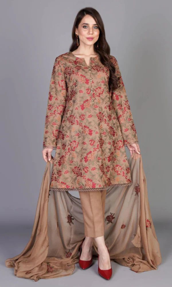 Bareeze - 3PC Lawn Stuff Full Heavy Embroidered Shirt with Embroidered Dupatta - SKA2014