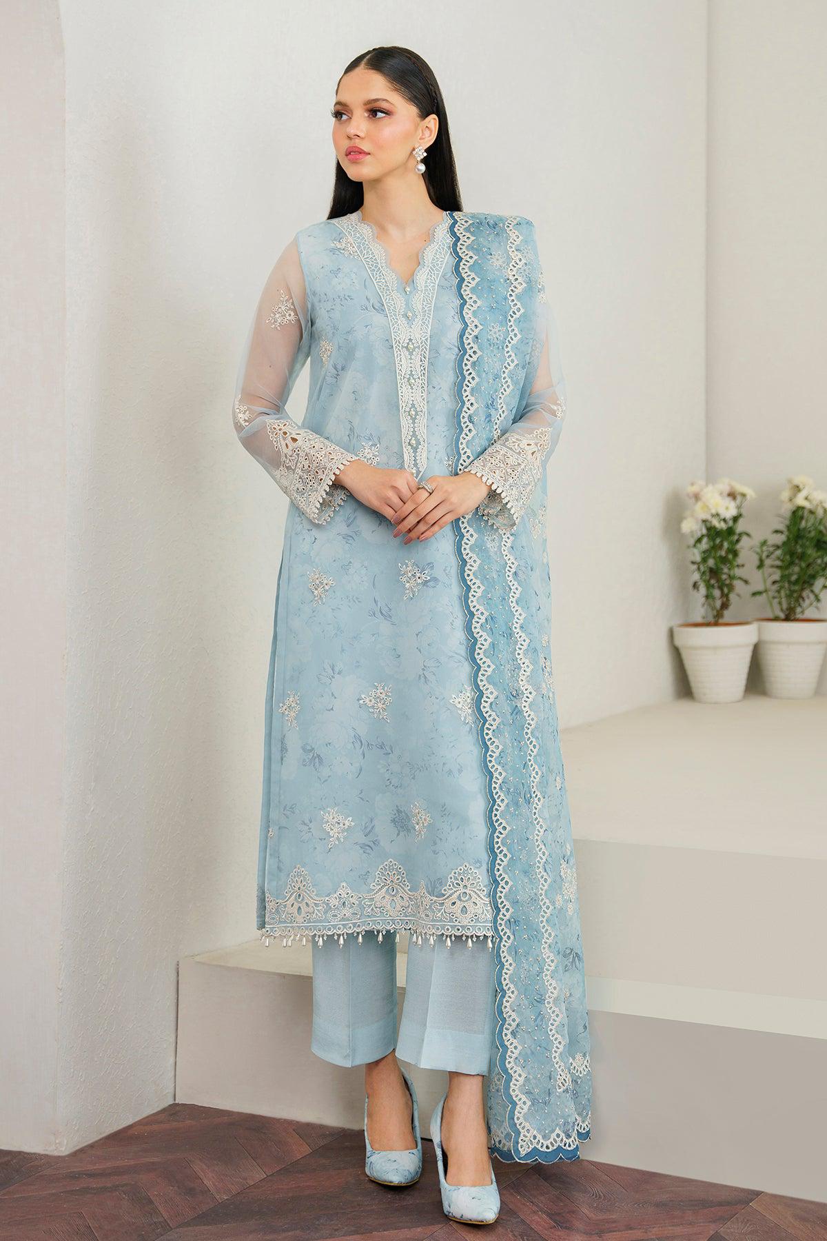 Baroque Sky Blue Organza Collection Replica Stitched Suit