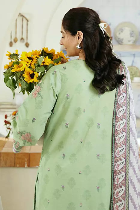 ZARA SHAH JAHAN - 3PC MINT GREEN LAWN UNSTITCHED TOP TRENDING - SC-2843