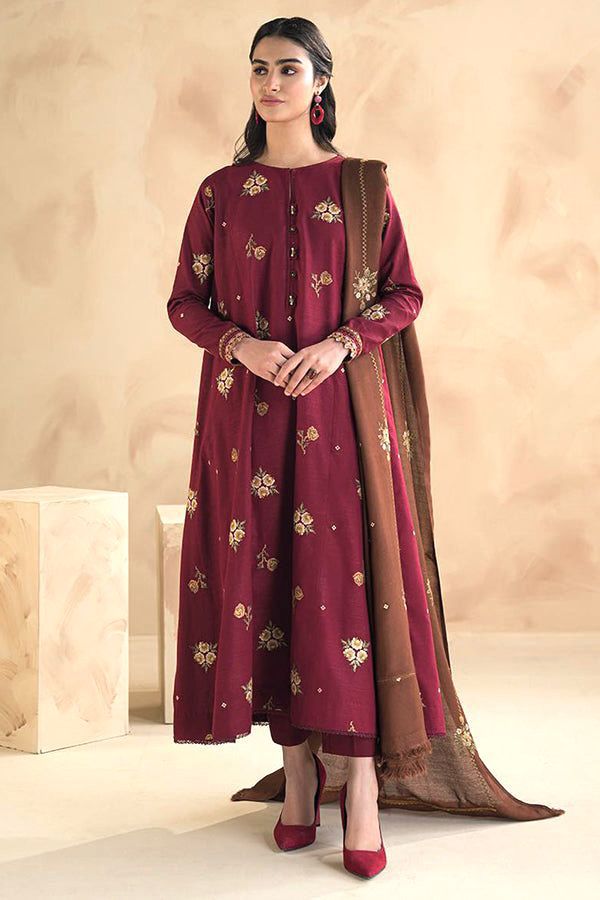 BAROUQE 3pc Unstitched Wedding Winter Collection  CODE :6018