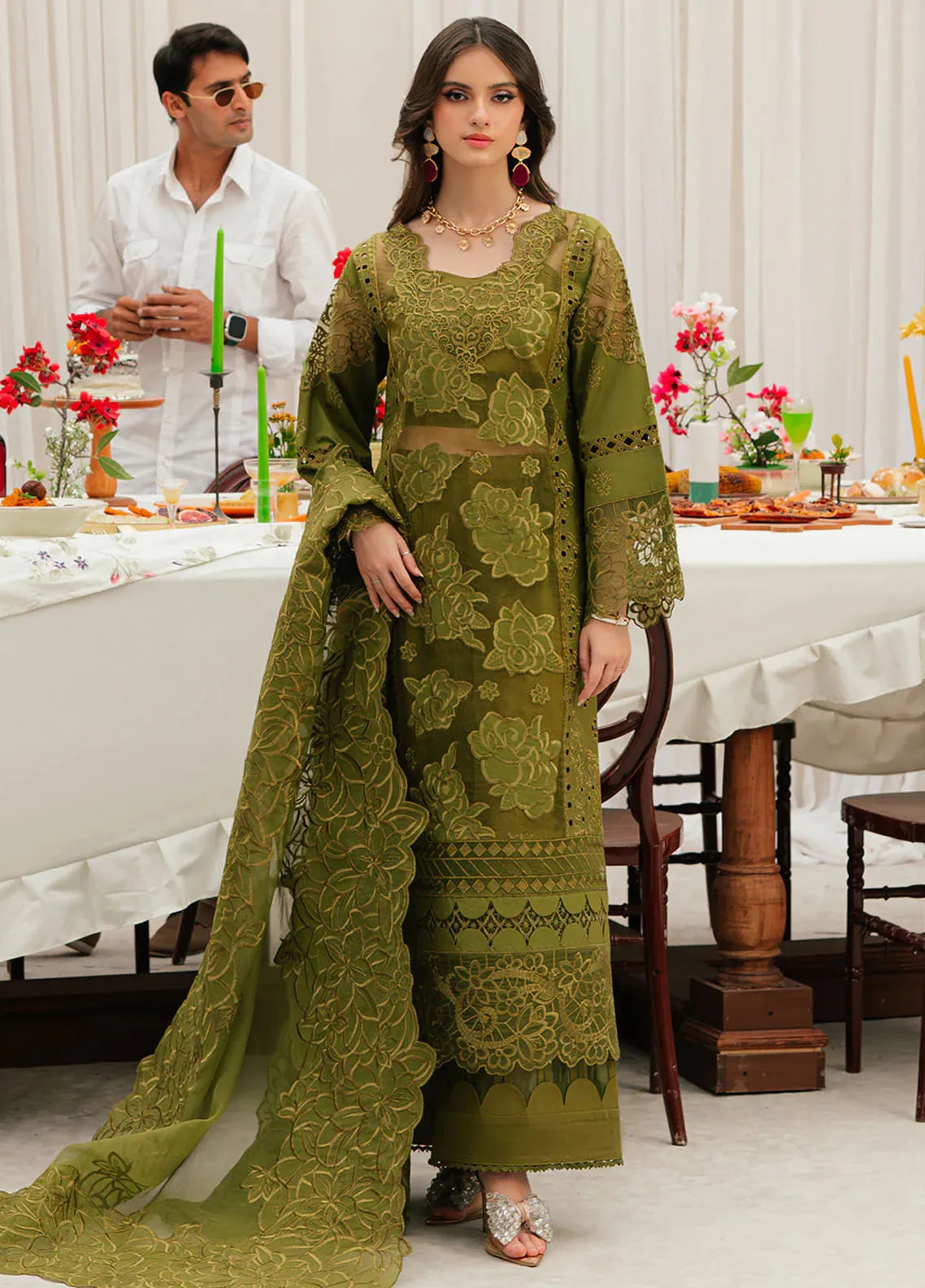 MAHNUR 3pc Unstitched Winter Wedding Luxury Collection