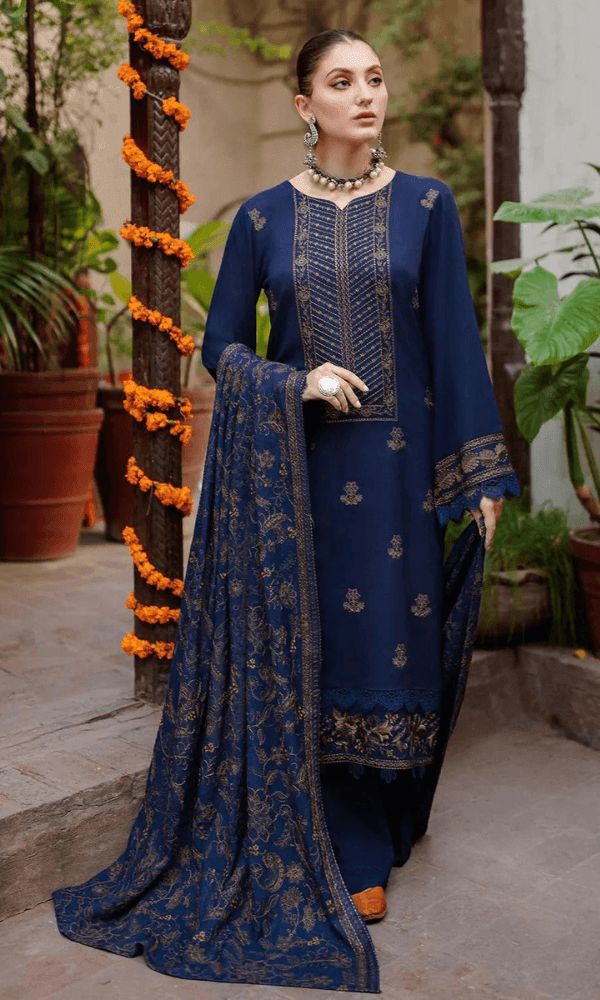 BAREEZE 3pc Unstitched Wedding Winter Collection  CODE-2047