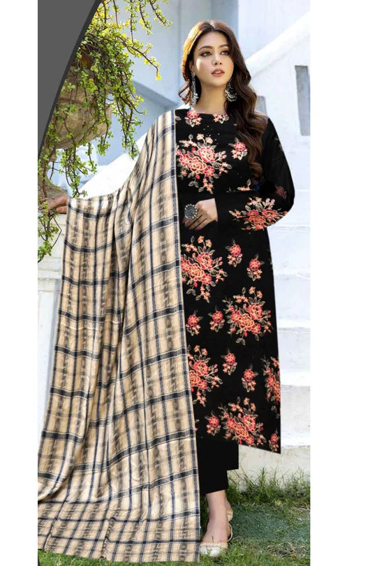 Bareeze Khaddar 3PC Unstitched Embroidered AZ - 0136