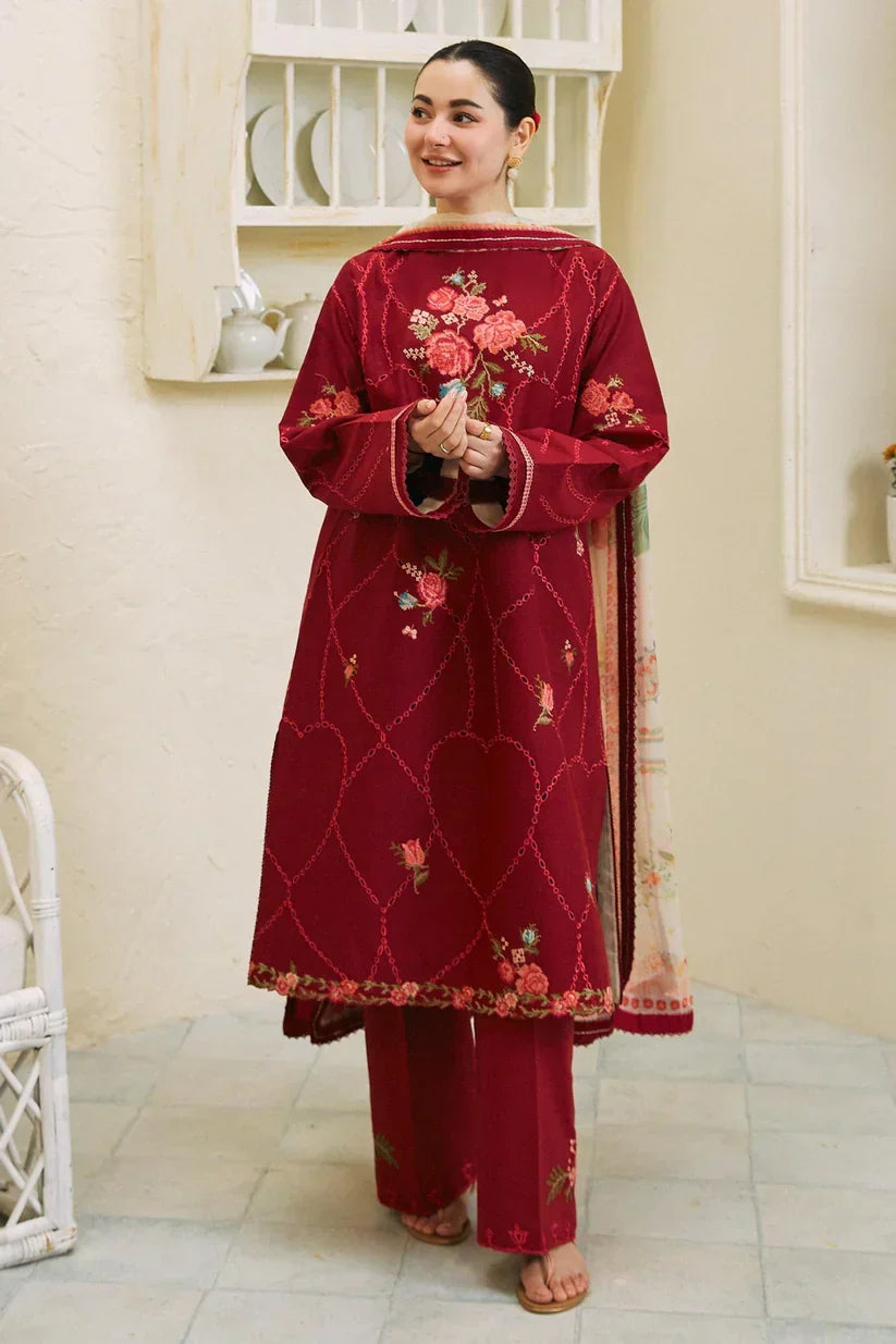 ZARA SHAHJAHAN 3PC Lawn Unstitched Suit Top Trending